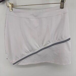 InPhorm White Tennis Skort Asymmetrical Striped Trim Built-in Shorts‎ Womens M